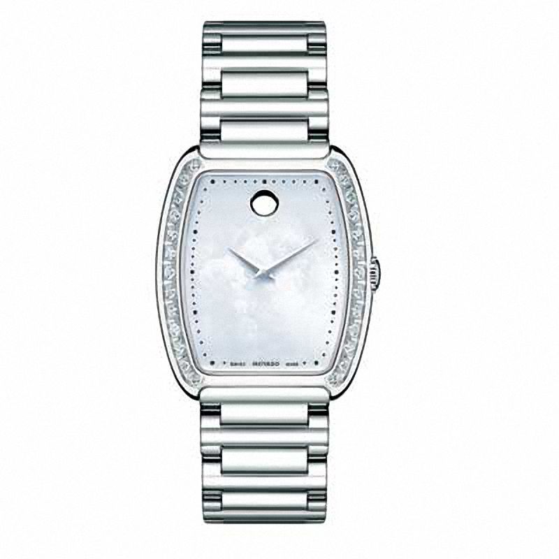 Main Image 1 of Ladies' Movado Concerto Diamond Accent Watch with White Mother-of-Pearl Tonneau Dial (Model: 0606548)