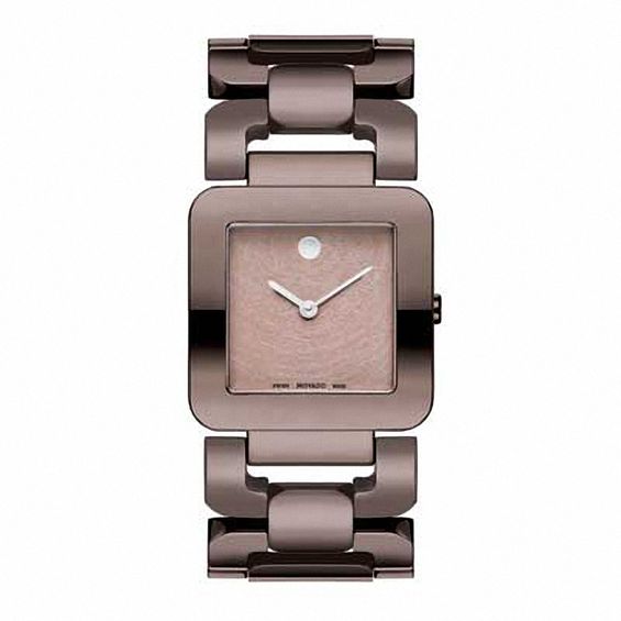 Ladies' Movado Luma Brown PVD Stainless Steel Watch with Square Taupe Dial (Model: 0606574)