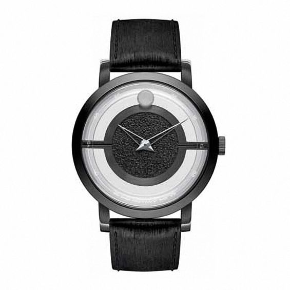 Men's Movado MuseumÂ® Black PVD Stainless Steel Watch with Black Translucent Dial (Model: 0606568)