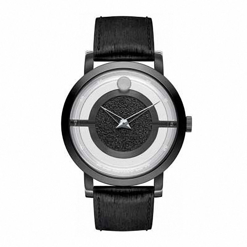 Main Image 1 of Men's Movado Museum® Black PVD Stainless Steel Watch with Black Translucent Dial (Model: 0606568)
