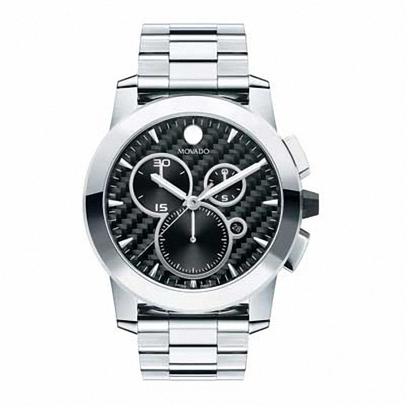 Men's Movado Vizio Chronograph Watch with Black Carbon Fiber Dial (Model: 0607544)