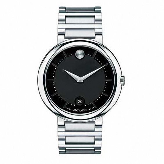 Men's Movado Concerto Watch with Black Dial (Model: 0606541)