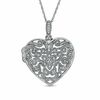 1/10 CT. T.W. Diamond Filigree Heart Locket in Sterling Silver
