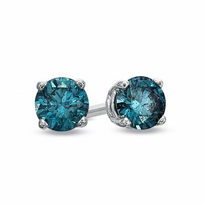 Gift For Birthday Amazing Shine /& Luster Earth Mined Gorgeous Blue Diamond Solitaire Studs Earrings with White Diamond Accents