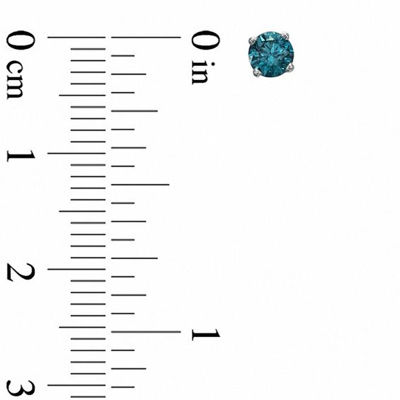 1/2 CT. T.w. Enhanced Blue Diamond Solitaire Stud Earrings in 10K White Gold