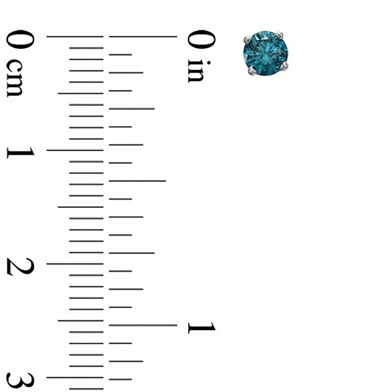 Main Image 2 of 1/2 CT. T.W. Enhanced Blue Diamond Solitaire Stud Earrings in 10K White Gold