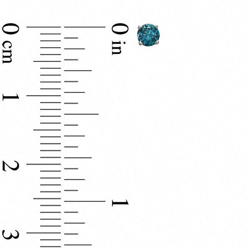 Main Image 2 of 1/4 CT. T.W. Enhanced Blue Diamond Solitaire Stud Earrings in 10K White Gold