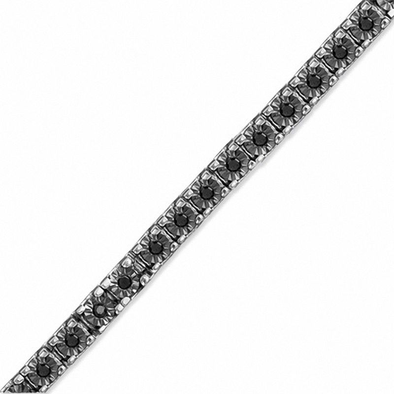 Main Image 1 of 1/2 CT. T.W. Black Diamond Tennis Bracelet in Sterling Silver