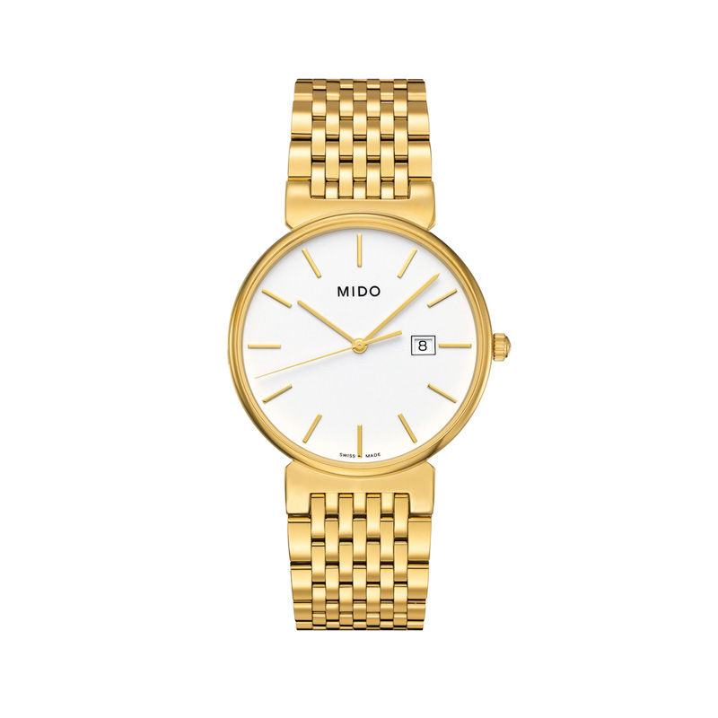 MIDO® Dorada Gold-Tone Watch with White Dial (Model: M009.610.33.011.00)