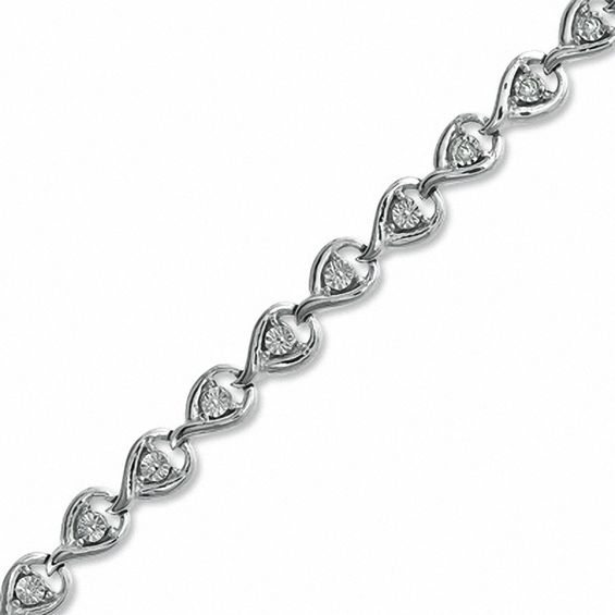 1/10 CT. T.w. Diamond Open Teardrop Link Bracelet in Sterling Silver