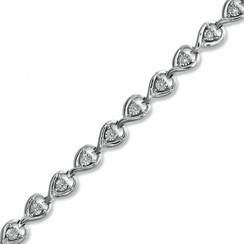 1/10 CT. T.W. Diamond Open Teardrop Link Bracelet in Sterling Silver