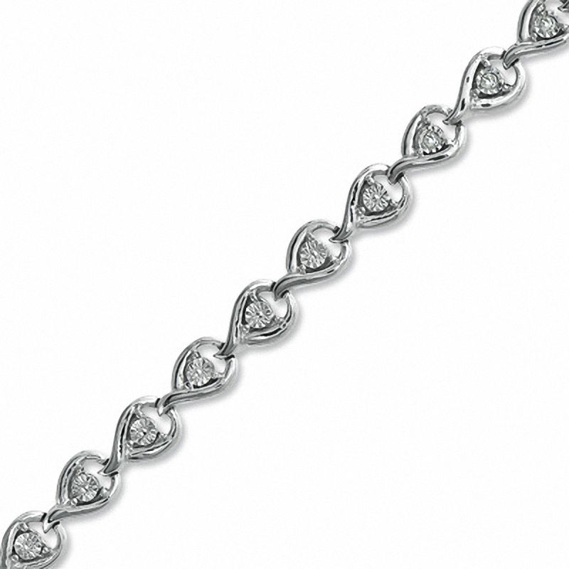 Main Image 1 of 1/10 CT. T.W. Diamond Open Teardrop Link Bracelet in Sterling Silver
