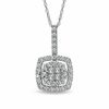 Thumbnail Image 1 of 1/2 CT. T.W. Quad Princess-Cut Diamond Frame Drop Pendant in 10K White Gold
