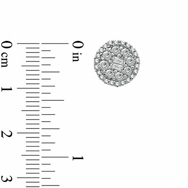 Main Image 2 of 1 CT. T.W. Baguette Diamond Double Frame Earrings in 10K White Gold