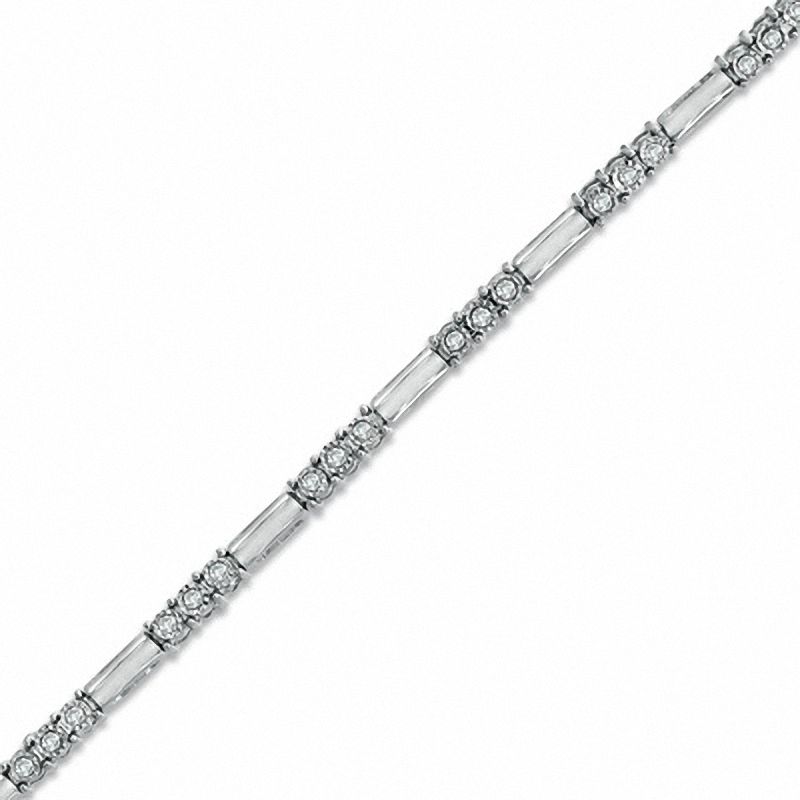 1/4 CT. T.W. Diamond Three Stone Line Bracelet in 10K White Gold