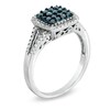 Thumbnail Image 2 of 1/2 CT. T.W. Blue and White Diamond Square Frame Ring in 10K White Gold