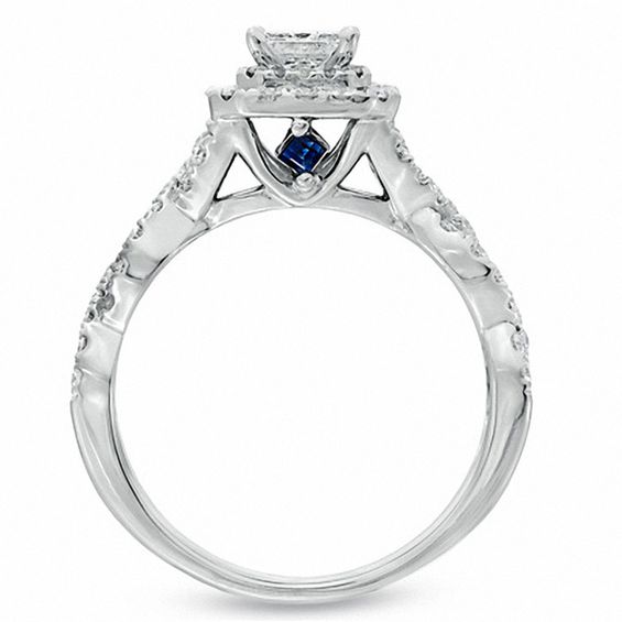 Vera Wang Love Collection 1 CT. T.w. Princess-Cut Diamond Double Frame Twist Engagement Ring in 14K White Gold