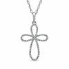Thumbnail Image 0 of 1/7 CT. T.W. Diamond Looped Cross Pendant in Sterling Silver