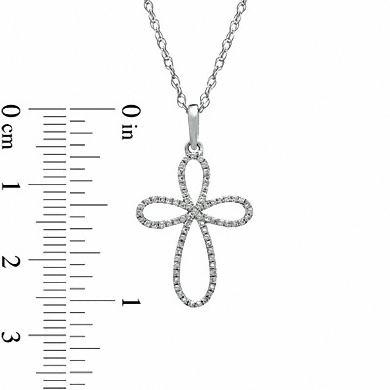 1/7 CT. T.W. Diamond Looped Cross Pendant in Sterling Silver