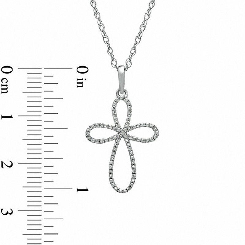 Main Image 2 of 1/7 CT. T.W. Diamond Looped Cross Pendant in Sterling Silver