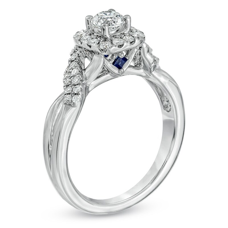 Main Image 2 of Vera Wang Love Collection 3/4 CT. T.W. Diamond Frame Twist Engagement Ring in 14K White Gold
