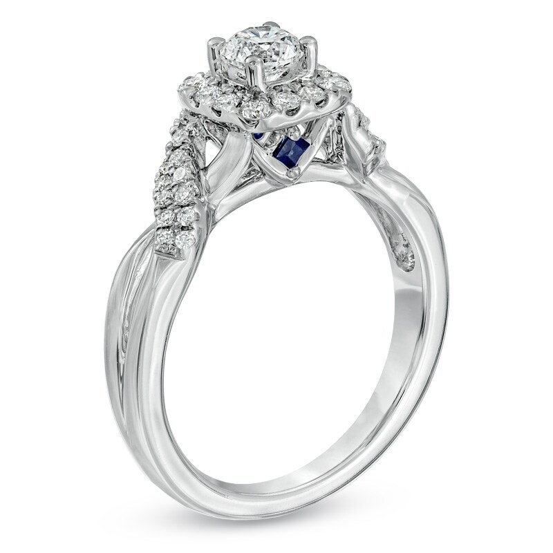 Vera Wang Love Collection 3/4 CT. T.W. Diamond Frame Twist Engagement Ring in 14K White Gold