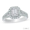 Thumbnail Image 1 of Vera Wang Love Collection 1-1/3 CT. T.W. Emerald-Cut Diamond Split Shank Frame Engagement Ring in 14K White Gold
