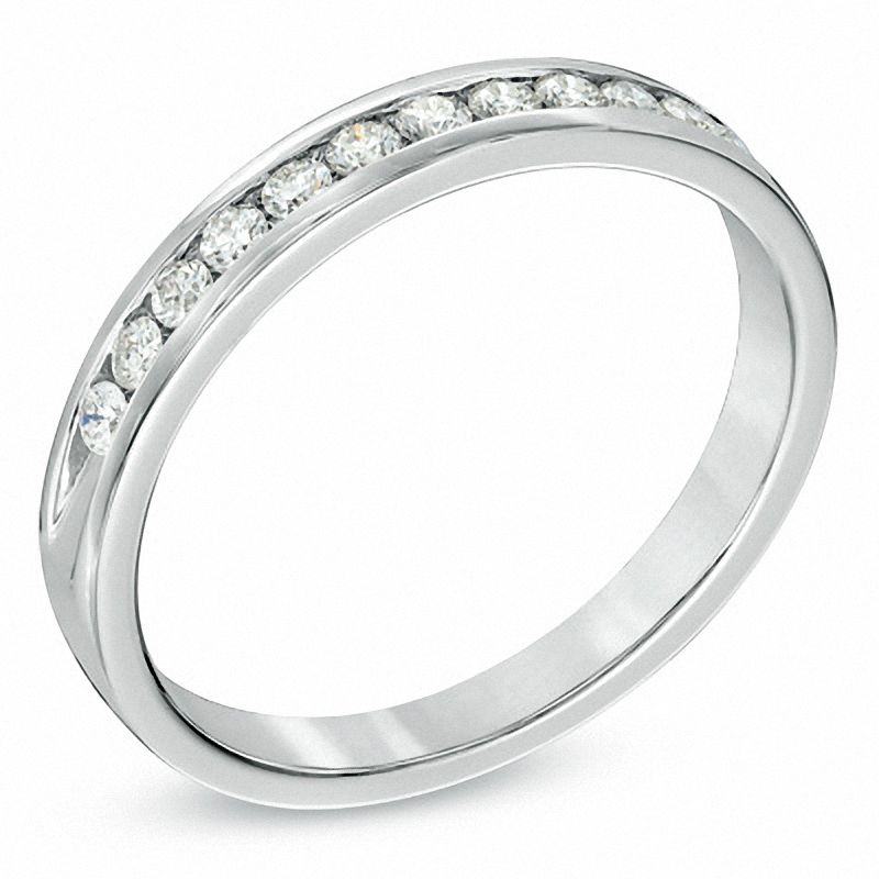 Main Image 2 of 1/4 CT. T.W. Certified Diamond Anniversary Band in 18K White Gold (F/I1)