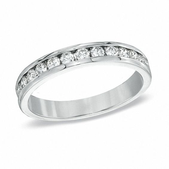 1/2 CT. T.w. Certified Diamond Anniversary Band in 18K White Gold (F/I1)