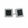 Thumbnail Image 1 of 1/8 CT. T.W. Enhanced Black and White Diamond Square Frame Stud Earrings in 10K White Gold