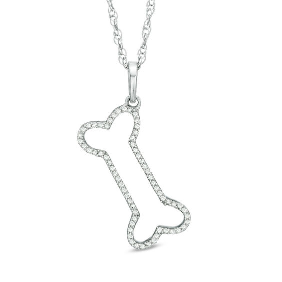 1/8 CT. T.w. Diamond Tilted Dog Bone Pendant in 10K White Gold