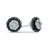 Thumbnail Image 1 of 1/4 CT. T.W. Enhanced Black and White Diamond Frame Cluster Stud Earrings in 10K White Gold