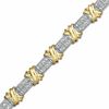 Thumbnail Image 1 of Lab-Created White Sapphire "X" Bracelet in Sterling Silver with 14K Gold Plate