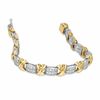 Thumbnail Image 2 of Lab-Created White Sapphire "X" Bracelet in Sterling Silver with 14K Gold Plate