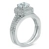 Thumbnail Image 1 of 6.0mm Asscher-Cut Lab-Created White Sapphire Bridal Set in Sterling Silver