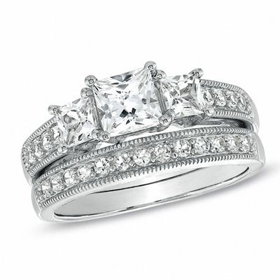 silver tone round diamond cut style crystal ring UK size N 