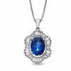 Thumbnail Image 1 of Oval Lab-Created Blue and White Sapphire Pendant in Sterling Silver