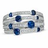 Thumbnail Image 1 of Lab-Created Blue and White Sapphire Orbit Band in Sterling Silver