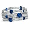 Thumbnail Image 0 of Lab-Created Blue and White Sapphire Orbit Band in Sterling Silver