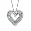 Thumbnail Image 1 of Lab-Created White Sapphire Double Heart Pendant in Sterling Silver