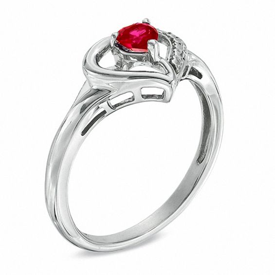 Lab-Created Ruby Heart Pendant, Ring and Earrings Set in Sterling Silver