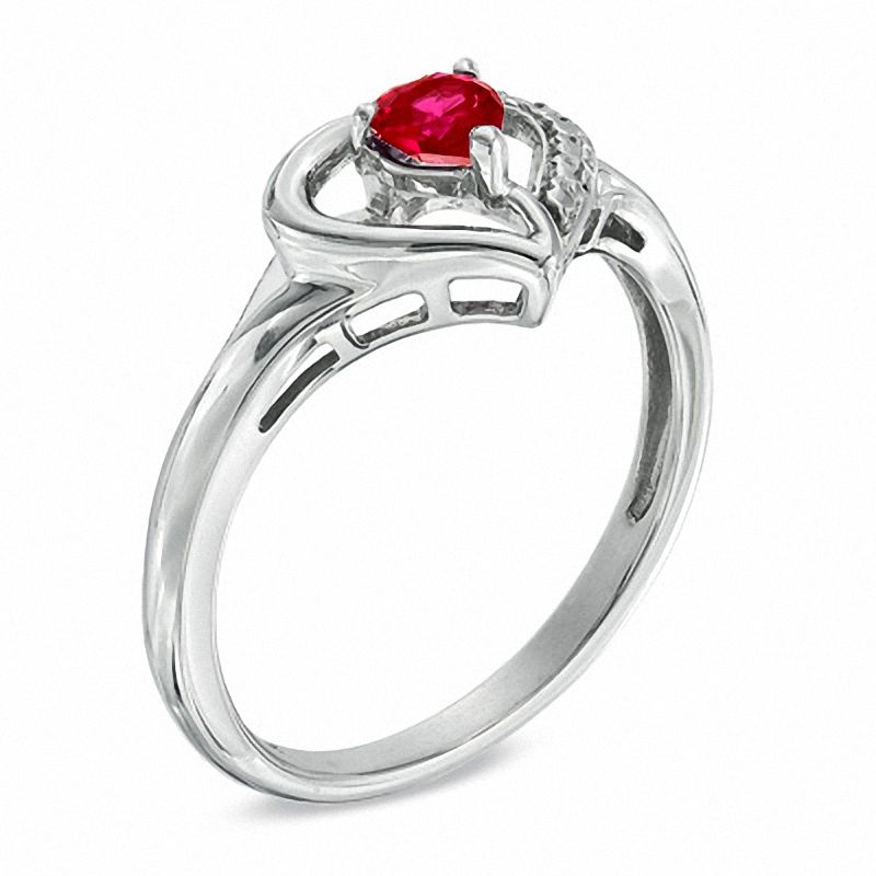 Lab-Created Ruby Heart Pendant, Ring and Earrings Set in Sterling Silver