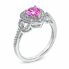 Thumbnail Image 2 of Heart-Shaped Lab-Created Pink and White Sapphire Pendant, Ring and Earrings Set in Sterling Silver - Size 7