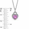 Thumbnail Image 3 of Heart-Shaped Lab-Created Pink and White Sapphire Pendant, Ring and Earrings Set in Sterling Silver - Size 7