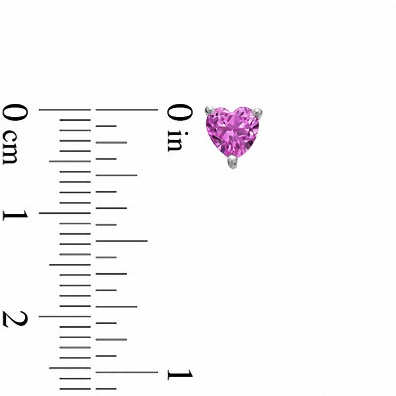 Main Image 4 of Heart-Shaped Lab-Created Pink and White Sapphire Pendant, Ring and Earrings Set in Sterling Silver - Size 7