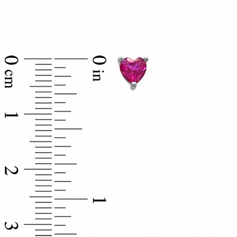 Main Image 3 of Heart-Shaped Lab-Created Ruby and White Sapphire Pendant, Ring and Earrings Set in Sterling Silver - Size 7