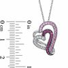 Thumbnail Image 1 of Lab-Created Pink Sapphire, White Sapphire and Ruby Double Heart Pendant in Sterling Silver