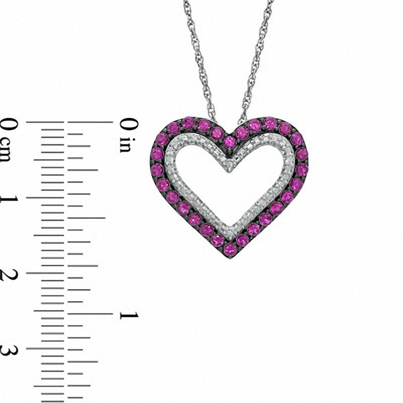 Main Image 2 of Lab-Created Ruby Heart Pendant in Sterling Silver
