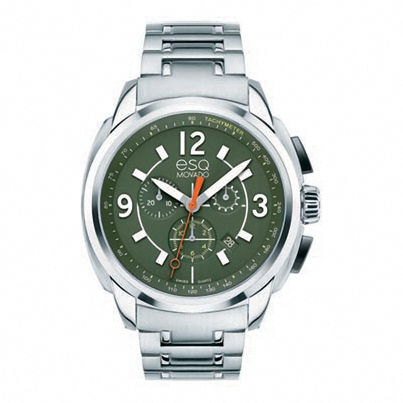 Main Image 1 of Men's ESQ Movado Excel Chronograph Watch with Green Dial (Model: 07301416)