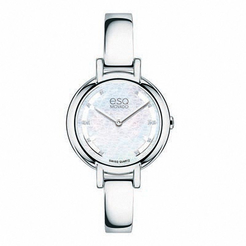 Ladies' ESQ Movado Contempo Diamond Accent Bangle Watch with White Mother-of-Pearl Dial (Model: 07101405)